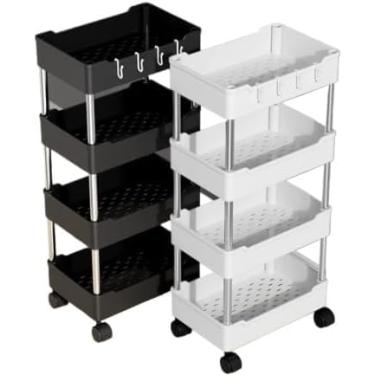 Imagem de Prateleira Carrinho Auxiliar Organizador de Objetos Multiuso 4 Andares com Rodinhas(Aleatorio,P)
