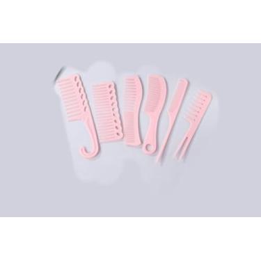 Imagem de Conjunto de pente de cabelo ultra fino rosa design leve para secções precisas e cuidados diários de salão de beleza