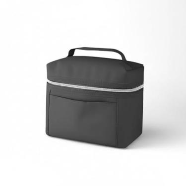 Imagem de Bolsa Térmica Portátil 5L com Alça Reforçada, Grafite, Material PU Resistente, 18 x 21,5 x 13 cm, com Bolso Frontal para Marmita e Lanches