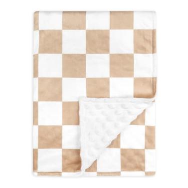 Imagem de DILIMI Cobertor de bebê, cobertor macio e quente de bolinhas de pelúcia para meninas e meninos unissex (127 × 152 cm), xadrez marrom
