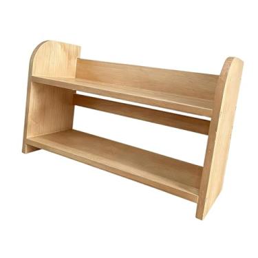 Imagem de ＫＬＫＣＭＳ Organizador de mesa multifuncional com suporte para canecas, expositor decorativo e prático para cosméticos, ideal para o quarto, Cor de Madeira