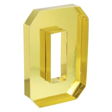 Imagem de PATIKIL Caixa de papel número 0 de papelão de 25,4 cm, recipiente preenchível para decoração de festa de aniversário de chocolate e doces, dourado