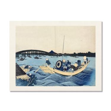 Imagem de Galeria japonesa impressões de arte de parede vintage onda Ukiyo-e pôster Katsushika Hokusai Kanagawa pintura em tela sala de estar decoração de casa (SKU2,40.6x50.8 cm = (40x50cm), sem moldura)