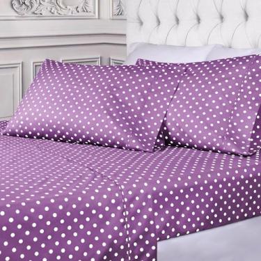 Imagem de Superior Conjunto de lençóis de mistura de algodão 600 fios de bolinhas, lençóis de bolso profundo, ricos em algodão, trama acetinada, macio, roupa de cama respirável, básico retrô vintage, Queen,