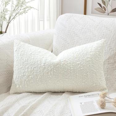 Imagem de Artscope Capa de almofada lombar 40,6 x 61 cm capa de travesseiro corporal super grossa decorativa boucle texturizada com detalhe neutro estilo italiano fronha para quarto sala de estar sofá decoração