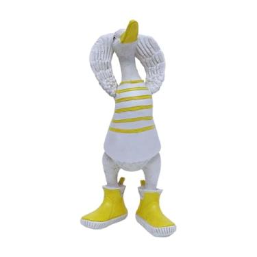 Imagem de Generic Estatueta de pato de resina, ornamento criativo com botas de chuva, escultura de mesa, decoração de jardim, para mesa ou lareira, 24cm