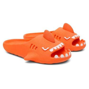 Imagem de Chinelo Infantil Sharky Tubarão Nuvem Slide Confortável Kids, Laranja,