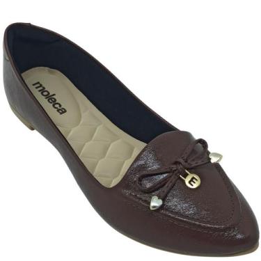 Imagem de Sapatilha Moleca Feminina em Verniz com Laço Cor:ChocolateTamanho:35, 