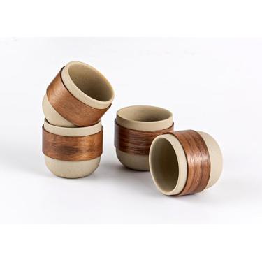 Imagem de Conjunto de 4 xícaras de café expresso de cerâmica, xícaras de café expresso duplas, conjunto de 4 xícaras de chá de 118 ml, pequenas xícaras de café para cappuccino, latte, perfeitas para máquina de