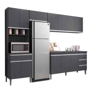 Imagem de Cozinha com Balcão e Tampo 160 cm Andréia Cinza Fosco - AJL - AJL Móve