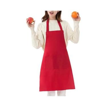 Imagem de Avental De Cozinha Unissex Ajustável Com Bolso, Cor Sólida, Para Chef,