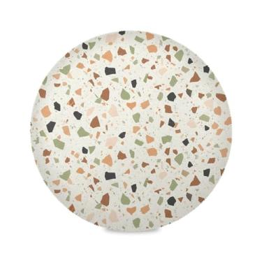 Imagem de Wassud Jogo americano com estampa de terraço, tapetes redondos para cozinha e jantar, tapetes laváveis e resistentes ao calor, decoração de mesa 39 cm