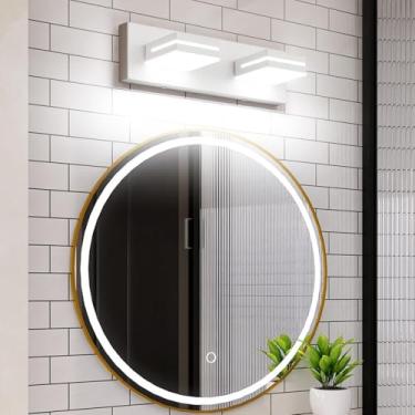 Imagem de Luz de espelho LED Arandelas de parede de banheiro 350° Rotativa de ângulo ajustável Arandela Espelho Armário Iluminação de parede para sala de estar quarto penteadeira banheiro (Luz branca prateada