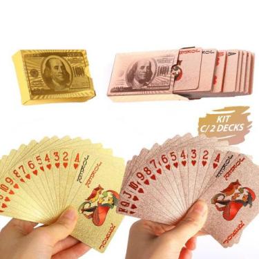 Imagem de Kit 02 Maços Decks Cartas Baralho Criativo Folheado Poker Truco Plásti