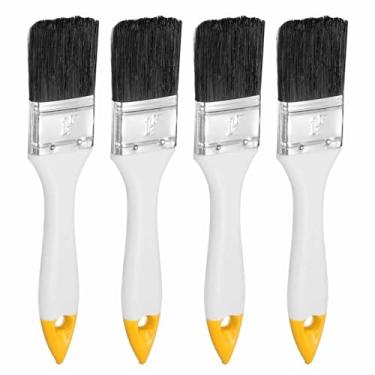 Imagem de HARFINGTON 4 pincéis de pintura planos de 4 cm com alça de PP branco/amarelo para decoração de móveis, armário e porta de parede