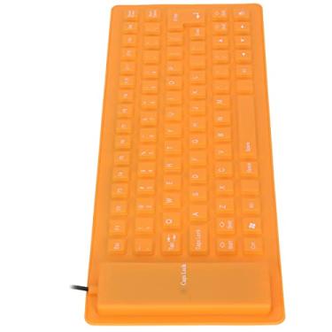 Imagem de Dioche Teclado de Silicone à Prova D'água à Prova de Poeira Silencioso Dobrável Rolável USB Com Fio Macio e Confortável Teclado de 85 Teclas para PC Laptop Escritório Uso Doméstico (Laranja)