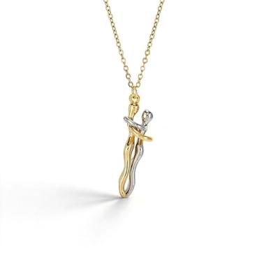 Imagem de Zurlcdye Colar de casais para mulheres, abraço, prata, ouro, infinito, corrente delicada, pingente, moderno, dia dos namorados, joias, acessórios, presentes