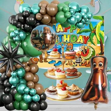 Imagem de Tung Tung Sahur Kit de arco de balão italiano Brainrot - Decorações de aniversário Brainrot, kit de arco de balão de festa de feliz aniversário