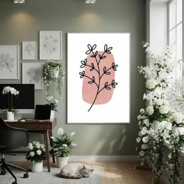 Imagem de Quadro Decorativo Folhagem Abstrata 70X50Cm Mold Branca - Quadros On-L