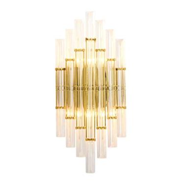 Imagem de Arandela de parede moderna e elegante com cristais transparentes, em metal, ideal para quarto, sala de estar e sala de jantar (dourada).