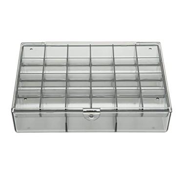 Imagem de Caixa organizadora de brincos Ainoli, grande capacidade, 30 compartimentos, recipientes de armazenamento de joias em acrílico preto translúcido