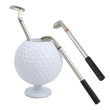 Imagem de Aoresac Mini Suporte de Caneta de Bola Golfe Com 3 Canetas Taco Golfe, Conjunto Lembrança Golfista Plástico Presente para Decoração Escritório, Presente