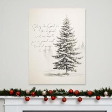 Imagem de Árvore de Natal Glória a Deus Pôsteres Engraçados Papai Noel Impressão de Arte de Parede Arte de Parede Arte em Tela Casa Rústica Casa de Fazenda Decoração de Natal Sem Moldura