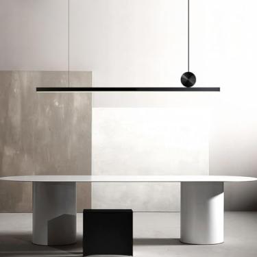Imagem de Luminária pendente LED para mesa de jantar, altura ajustável, lustre moderno linear para sala de estar, luminária pendente com intensidade regulável para escritório, sala de jantar, sala de