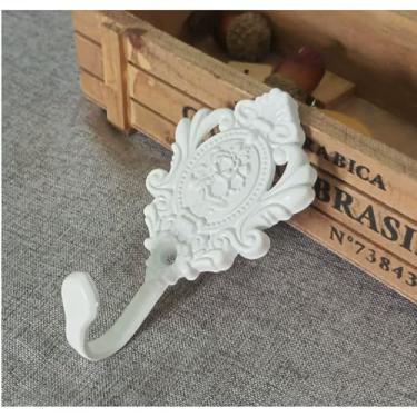 Imagem de Pacote com 4 ganchos de amarrar para cortina vintage, casaco multifuncional e porta-chaves, padrão rosa 3D para pendurar na parede para banheiro e quarto (branco)