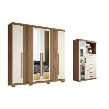 Imagem de Quarto Completo Modu +Cômoda QC352 Jatoba/Areia - Santos Andirá
