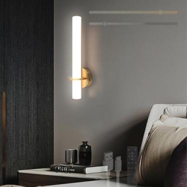 Imagem de GZZBMY Lâmpada de parede com bateria LED com controle remoto e interruptor de toque regulável Iluminação de parede giratória 360° Lâmpadas de parede magnéticas para sala de estar quarto escada