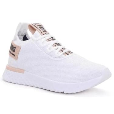 Imagem de Tênis Feminino On Inports Esportivo Academia Caminhada Leve (Branco/Nude, BR, Adulto, Numérico, 34)