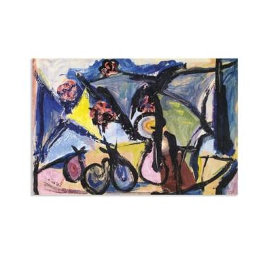 Imagem de SDYJ6GSW Walasse Ting Pintura em tela abstrata natureza morta famosa reprodução de arte floral expressionismo abstrato decoração de parede para sala de jantar 60 x 40 cm (24 x 16 polegadas) pôster