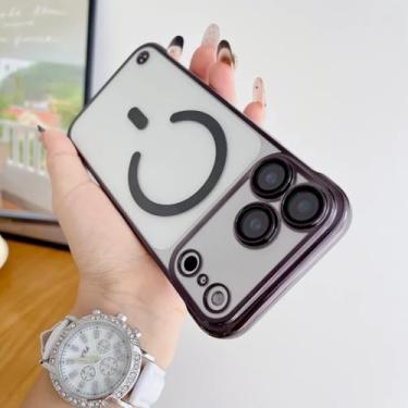 Imagem de SFDSUH Capa fina e sem moldura com lente de vidro e carregamento sem fio para iPhone 16 Pro Max (Preta)