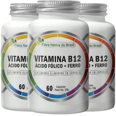 Imagem de Kit 3X Ferro + Ácido Fólico + B12 60 cápsulas - Flora Nativa - Multivi