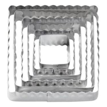 Imagem de Jogo Cortador Inox 6pçs Formato Quadrado Confeitaria Duplo - Ke Home