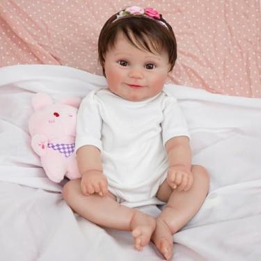 Imagem de Bebê Reborn Boneca Realista Menina Pintado Corpo de Silicone 48cm (Cabelo Curto)