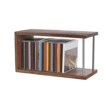 Imagem de VHDY85KA Organizador de mesa de madeira para armazenamento de discos de CD, fita cassete, coleção de álbuns, suporte de prateleiras