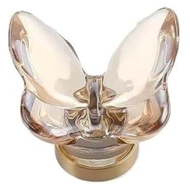 Imagem de JGHITROME Puxadores de gaveta de cristal de strass, estilo europeu, puxador 1 peça 38 * 35 mm tipo borboleta em forma de cristal em forma de cristal armário cômoda gaveta ferragens armário puxadores