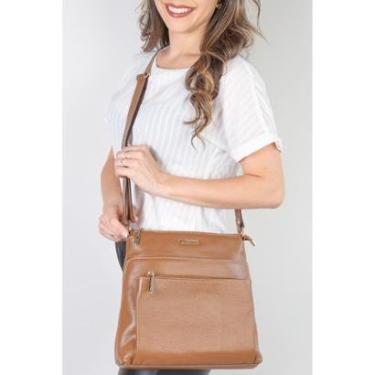 Imagem de Bolsa transversal de couro liso Giselle-Feminino
