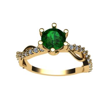 Imagem de Anel fio trançado esmeralda e diamantes ouro 18k