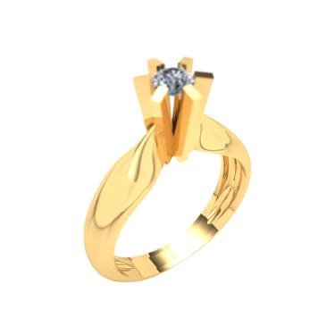 Imagem de Anel Solitario Prata Banhado A Ouro