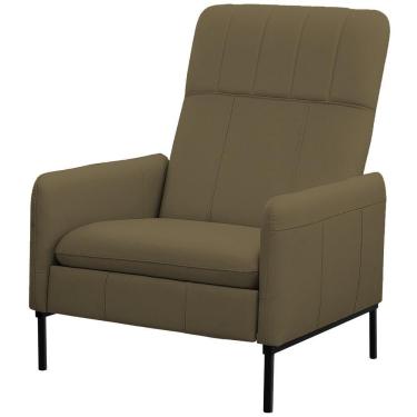 Imagem de Poltrona Decorativa Fixa Retrátil Reclinável Lutor L06 Couro Verde Musgo - Lyam Decor