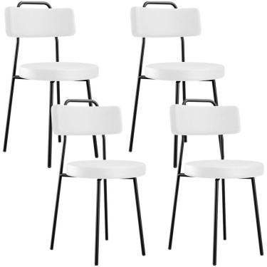 Imagem de Kit 04 Cadeiras Decorativas Estofada Para Sala De Jantar Barcelona L02 Facto Branco - Lyam Decor