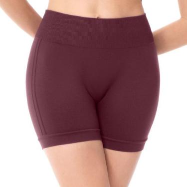 Imagem de Short Fitness Rib Cós Largo e Alto Bordeaux Zee Rucci, M