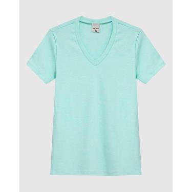 Imagem de Blusa Feminina Decote V Manga Curta Em Malha Algodão Texturizada-Feminino