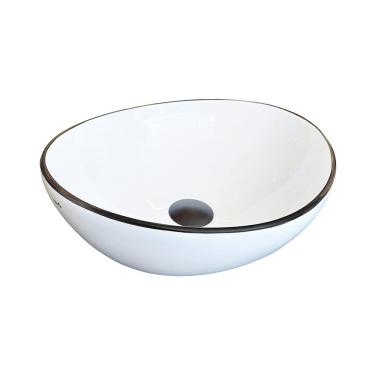 Imagem de Cuba de Apoio Branca e Preta Cerâmica Reno RC 8007