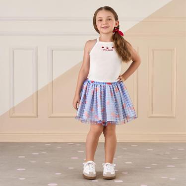 Imagem de Conjunto Infantil Menina Regata/Saia Tule Cereja Mon Sucré-Feminino