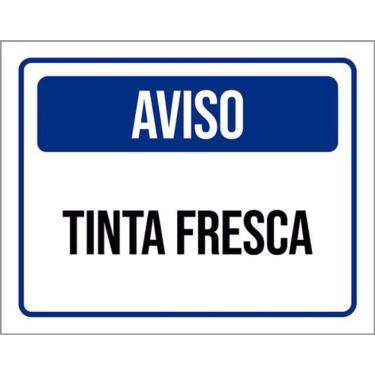 Imagem de Kit 3 Placas Aviso Tinta Fresca Azul 36X46