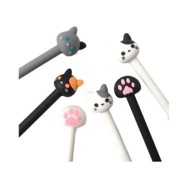 Imagem de Caneta Gel Kawaii Em Forma De Gato 10pcs Tinta Preta Para Escrita Manu